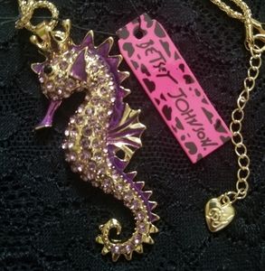Large Betsey Johnson Purple Seahorse Necklace Pendant